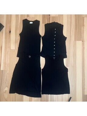 Women's Black Tank Top Bundle Large Madewell Halogen Wild Fable 4 Pc Lot